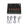 V8 Multifunctional Live Sound Card USB Audio Interface Intelligent Volume Adjustable Audio Mixer Sound Card for Recording Hosting Speech. 