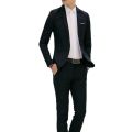 2Pcs Office Business Men Solid Color Lapel Long Sleeve Slim Blazer Pants Suit мужские пиджаки.