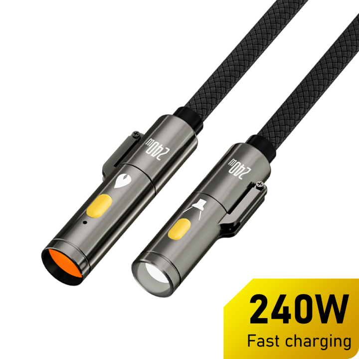 TUTI%20New%204%20in%201%20Fast%20Charging%20240W%20Type%20C2C%20Braided%20Cable%20for%20Laptop%20and%20Mobile%20with%20Flashlight%20&%20Lighter%20-%20Image%202