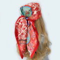【selevn roind】Fashion Square Silk Scarf Women Headband 90*90cm Print Neck Scarfs Office Hair Band Hand Kerchief Female Bandana Headwear. 