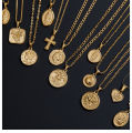 DazGirl Trendy Custom Coin Stainless Steel Jewellery 18K Gold Plated Men Charm Pendant Necklace Jewelry Dragon Necklace.