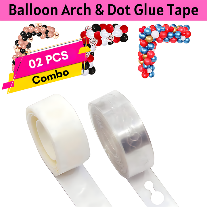 Balloons, Double-Sided Adhesive Glue Dot Tape, and Balloon Arch Strip - Ideal for Birthdays, Anniversaries, Weddings, Baby Showers, and Valentine's Day- (Pack of 2 Pcs)