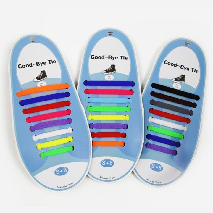 RHS Online Colored No Tie Elastic Shoe Laces 100% Silicone Trainers Adult Shoelaces