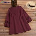 Women T-shirt Lace-Up Plus Size Casual Lady Spring Blouse.
