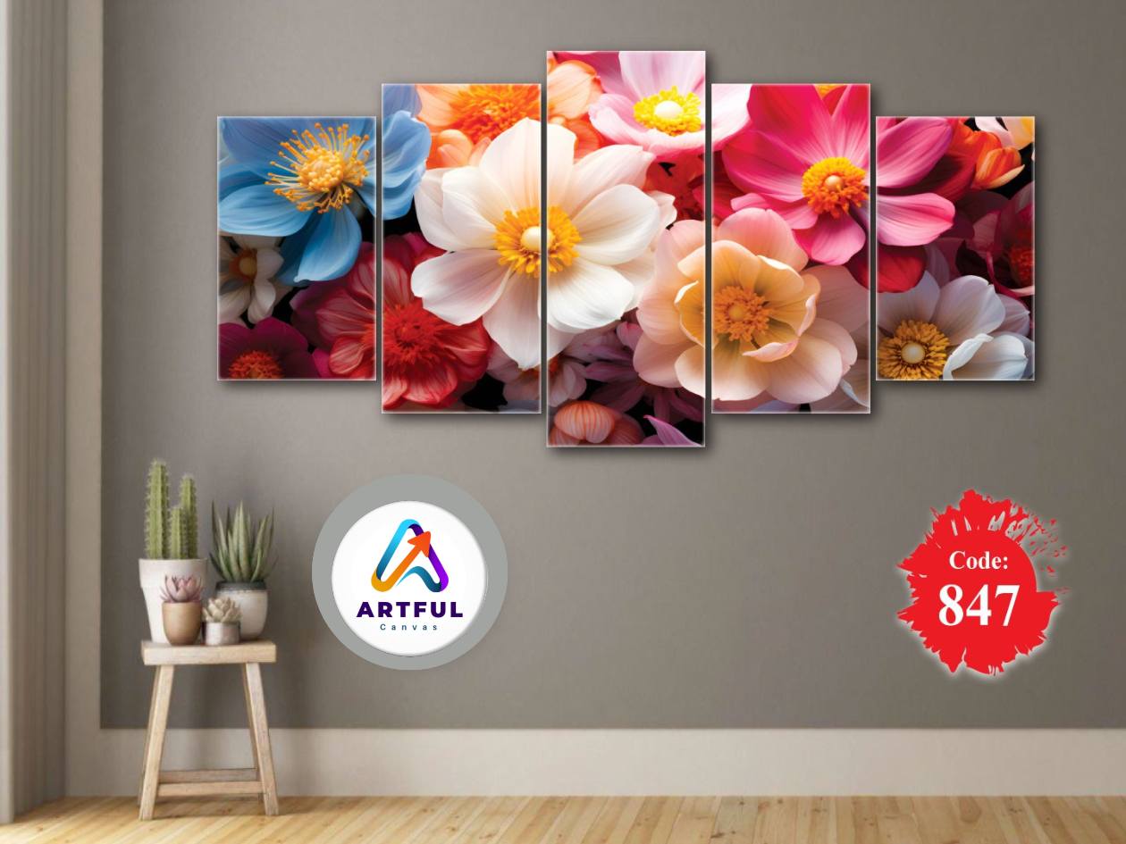 5-Piece 3D Flower Printed Wall Canvas Art Set - Artful Home Decor