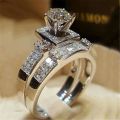 HOYON 18K White Gold Color Diamond Style Ring Set For Women Fine Luxury 925 Sterling Silver Color Moissanite Wedding Jewelry.