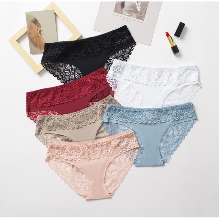 Lace Women's Panties Floral Hollow Out Underwear Solid Briefs Girls Breathable Panties