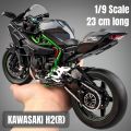 1/9 KAWASAKI H2R Ninja Toy Motorcycle Diecast Metal Large Size Model Super Racing Sound Light Collection Gift For Boy Children. 