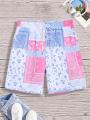 Men Casual Paisley Style Print Drawstring Waist Shorts.