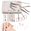18Pcs/Set Rose Gold Stainless Nail Art Tools Kits Steel Nail Clipper Cutter Trimmer Ear Pick Grooming Kit Manicure Set Pedicure Toe Tools. 