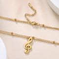 Fashion Luxury Women Necklace Gold Plated Stainless Steel Music Note Charm Necklace Musical Earphone Necklace Jewelry For Women. 