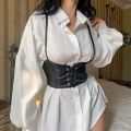 【WSJJ Store】(New) Y2K black corset top lace backless skinny bustier tops outwear strap sweeats women chic. 