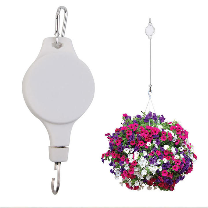 Telescopic Feeder Adjustable Hook Easy-Reach Gardening Pots Baskets Lift Set Pulley