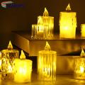 Crystal Chandelier Set Sparkling Crystal Led Candle Lights for Wedding Home Decor Set of 3 less Than 3d Flickering Flame Candles.
