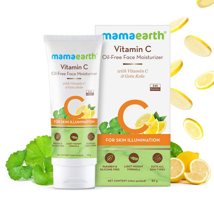 MAMAEARTH Vitamin C Oil-Free Face Moisturizer | Skin Illumination with Gotu Kola-80 ml