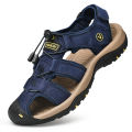 Summer Men Sandals Genuine Leather Mens Casual Shoes Outdoor Men Leather Sandals for Men Beach Shoes Roman Shoes Plus Size 38-48.