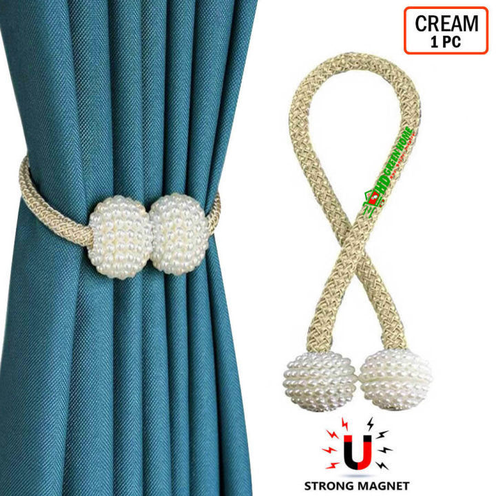 Magnetic Curtain Holder Pearl Ball Rope Curtain Tieback Buckle (1 piece)