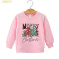 Xmas Tree Print Merry Christmas Sweatshirts For Kids Girls Boys Lovely Winter Top New Year Gift Custom Jumper Coat Sweater 3-14Y.