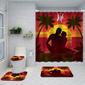 Home Decor Waterproof Shower Curtain Set with 12 Hooks Toilet Covers Bath Mat Bathroom Non-slip Rug Polyester Fabric Washable.