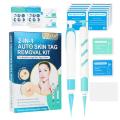 2-IN-1 Auto Skin Tag Removal Kit Painless Skin Label Mole Acne Wart Removal Pen Set with Cleansing Swabs Facial Beauty Care Tool.