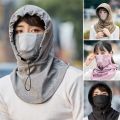 D Shop Windproof Cycling Face Cover With Hat For Winter Bike Hooded Mask With Neck Warmer. 