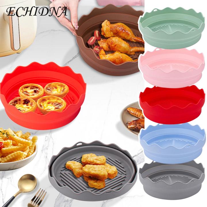 Silicone Fryer Liner 2pcs Silicone Fryer Liner Round Foldable Food Grade Bpa Free Heat Resistant Dishwasher Safe Reusable Oven Baking Tray Basket Bowl Kitchen Supplies Non-stick Fryer Liner