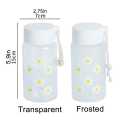 500Ml Small Daisy Creative Transparent Plastic Water Bottles Bpa Free Frosted Water Bottle with Portable Rope Travel Tea Cup-1Pcs. 