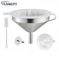 Oil Transferring Funnel Stainless Steel Funnel Set with Fine Mesh Filter Cleaning Brush Kitchen Supplies for Liquid Transfer.
