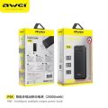 Awei P6K 20000mAh Fast Charging Dual USB Port Powerbank Micro USB and Type C Input Power Bank Black. 