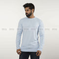 Sky Blue Color Cotton Full Sleeve T-Shirt For Men. 