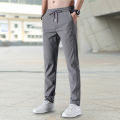 Sunnyheart Men Trousers Mid Waist Lace-up Mid Rise Working Pants. 