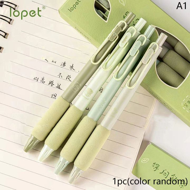 1pc Green Tea Gel Pen Soft Touch Holder 0.5mm Ballpoint Black Color Ink SUPER BABY