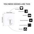 Strong Seamless Hook Waterproof Transparent Wall Sticker Hanger Glue Hook Storage Rack Free Punching Bathroom Kitchen Tool 20 pes -Wall Hook.
