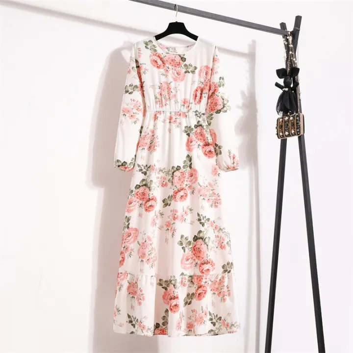 Women%20Floral%20Printed%20Maxi%20Dresses%20Spring%20Summer%20Casual%20O%20Neck%20Full%20Sleeve%20High%20Waist%20A%20Line%20Boho%20Beach%20Party%20Long%20Dress%20Vestidos%20-%20Image%204
