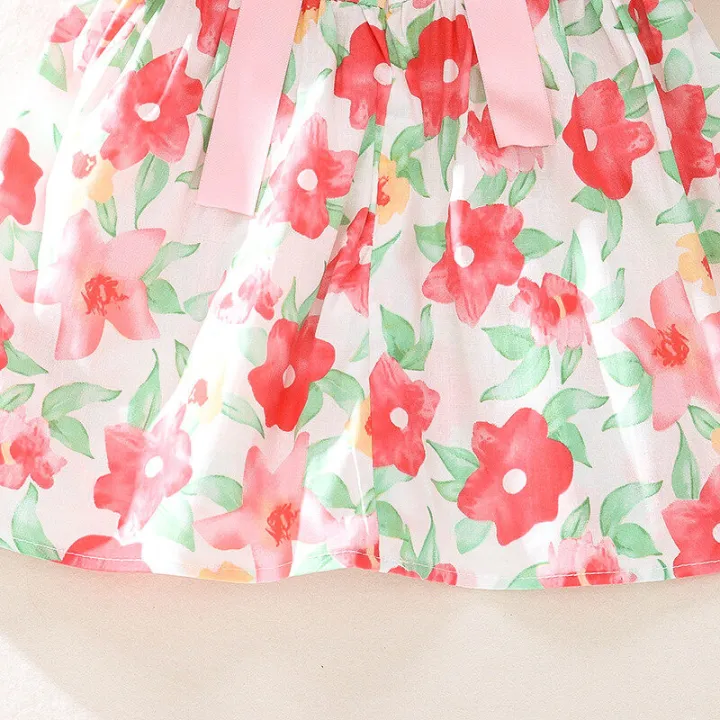(New)%20flower%20print%20back%20ribbon%20bow%20tie%20infant%20dress%20summer%20new%20girls'%20baby%20bubble%20sleeve%20dress%20sweet%20girl%20CHILDREN'S%20clothing%20suitable%20for%200-3%20years%20old%20-%20Image%206
