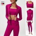 2/3 Pieces Fitness Yoga Set Women Solid Color Stretch Athletic Suit Bra Zipper Jacket High Waist Leggings Female Sportswear.