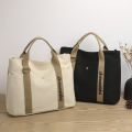 New cross-border women's bag, large capacity canvas handbag, simple casual shoulder bag, fashionable short-distance lightweight travel bag.