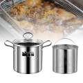 Stainless Steel Frying Pot Fryer Cooking Pot Heavy Duty with Glass Cover for Vegetables Chicken.