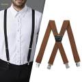 Mens Suspender Pants Supplies for Belt Loops Elastic x Shaped Suspender Camel Color.