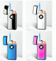 Metal USB Torch Turbo Double Jet Flame Pulse Dual Arc L!ghter. 