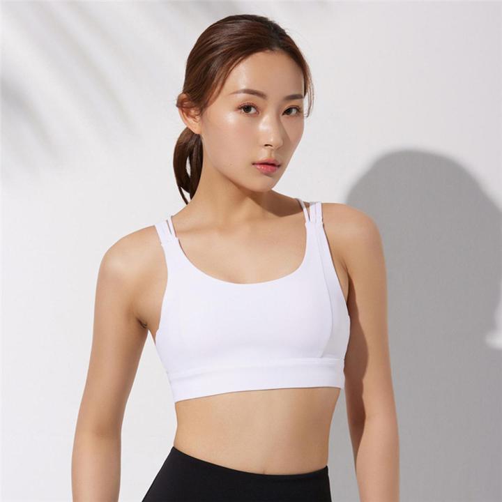 Fitness Running Tube Top Yu Sports Underwear Women Sexy Beauty Back GA Vest Cross Spaghetti Straps Shockproof Bra