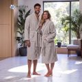 Turkish 100% Cotton Terry Unisex Bathrobe – Luxury SPA Kimono Style, Soft & Absorbent Adult Robe with Belt & Pockets. 