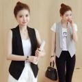 Spring Summer Women Vest Black Gray Sleeveless Jacket Coat Korean Elegant Office Ladies Slim Blazer Waistcoat. 
