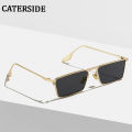 CATERSIDE Small Rectangle Sunglasses Men Women Classic Gold Black Lens Metal Square Vintage Frame Sports Dropship Eyewear UV400. 