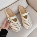 Women's Summer Slip-On Sandals Red All-Match Flat Shoes Women New Fashion Fur for Slippers. 