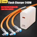 ZHIKE Charger for Android Type C Micro USB iOS 3 in 1 Connector Super Fast Charging cord with Adaptor 240W Data Cable Maximum Support 120Watts 6A and Adapter Silicone Zinc Alloy Charging Cable for iPhone IOS Xiaomi OPPO VIVO Huawei Samsung Galaxy. 