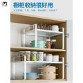 Retractable kitchen shelves, countertops, cabinet partitions, layered shelves, spice storage in cabinets, pot holders, small shelves on the tabletop. 