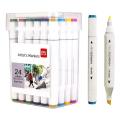 Deli E70803-24 Dual Tip Sketch Markers – 24 Colors, Brush & Chisel Tip Art Markers for Painting, Sketching, Calligraphy, Drawing & Coloring.