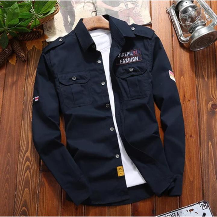 Olive Long sleeve Casual Shirt for Men-e-Quick