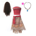 Disney Moana Dress Kids Cosplay Girls Princess Vaiana Dress Children Birthday Party Costume with Necklace Pet Pig Chick Sets. 